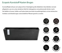 Ecopots Kunststoff-Kasten Bruges mit Wassersystem, rechteckig