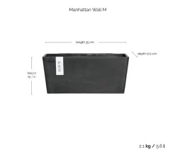 Ecopots Kunststoff-Kasten Manhattan Wall mit Wassersystem, rechteckig