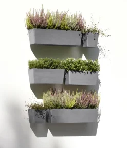 Ecopots Kunststoff-Kasten Manhattan Wall mit Wassersystem, rechteckig