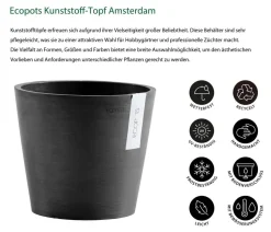 Ecopots Kunststoff-Topf Amsterdam mit Wassersystem, rund