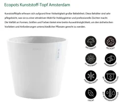 Ecopots Kunststoff-Topf Amsterdam mit Wassersystem, rund