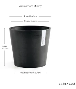 Ecopots Kunststoff-Topf Amsterdam Mini, rund, ca. Ø17/H14,7 cm