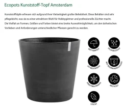 Ecopots Kunststoff-Topf Amsterdam mit Rollen, rund