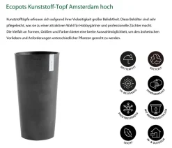 Ecopots Kunststoff-Topf Amsterdam hoch, rund