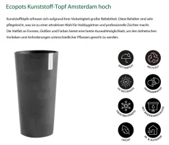Ecopots Kunststoff-Topf Amsterdam hoch, rund