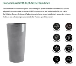 Ecopots Kunststoff-Topf Amsterdam hoch, rund