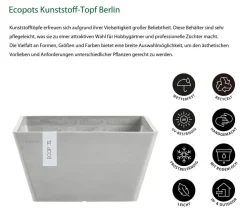 Ecopots Kunststoff-Topf Berlin, quadratisch
