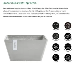 Ecopots Kunststoff-Topf Berlin, quadratisch