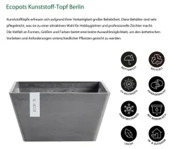 Ecopots Kunststoff-Topf Berlin, quadratisch