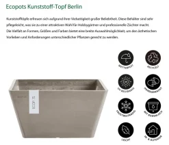 Ecopots Kunststoff-Topf Berlin, quadratisch