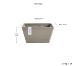 Ecopots Kunststoff-Topf Berlin, quadratisch