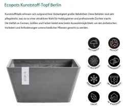 Ecopots Kunststoff-Topf Berlin, quadratisch
