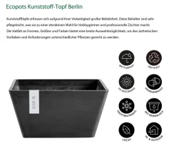 Ecopots Kunststoff-Topf Berlin, quadratisch