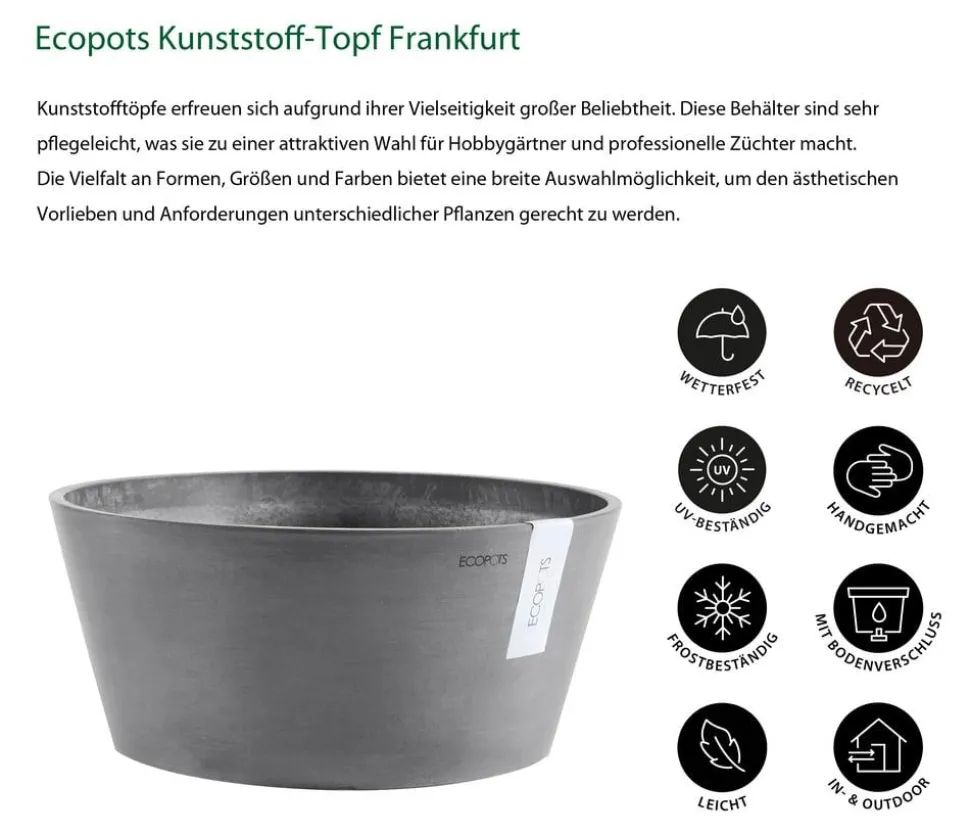 Ecopots Kunststoff-Topf Frankfurt, rund
