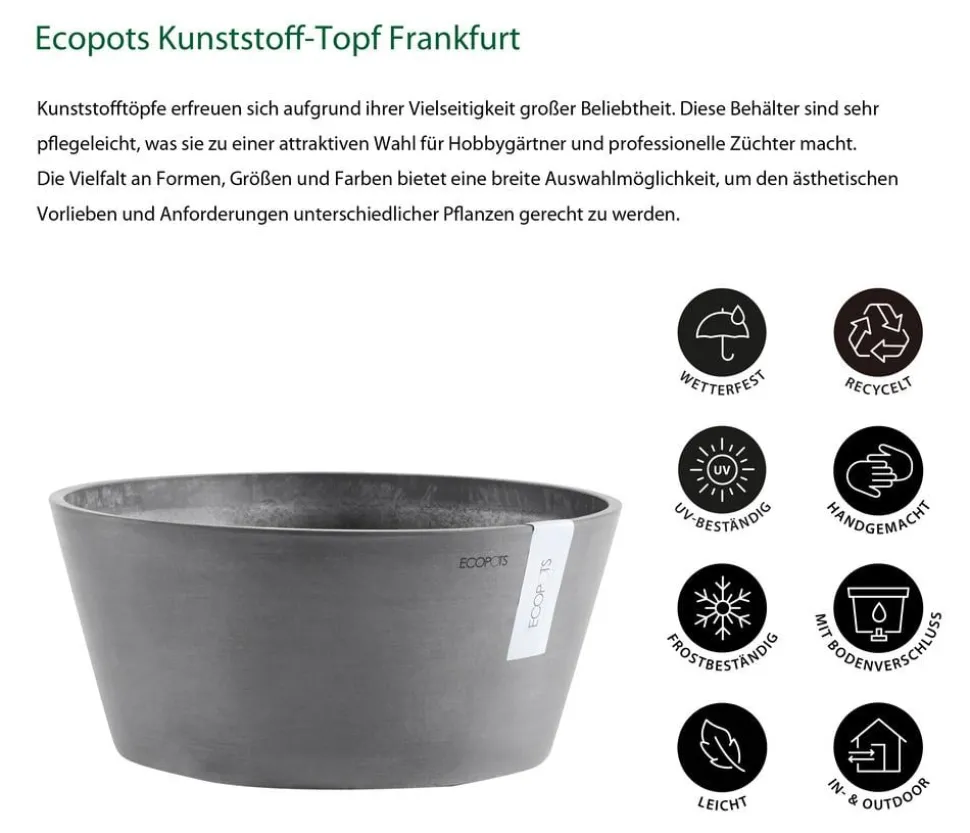 Ecopots Kunststoff-Topf Frankfurt, rund