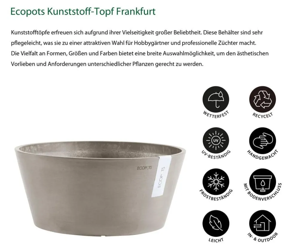 Ecopots Kunststoff-Topf Frankfurt, rund