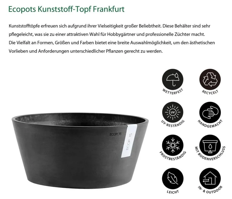 Ecopots Kunststoff-Topf Frankfurt, rund