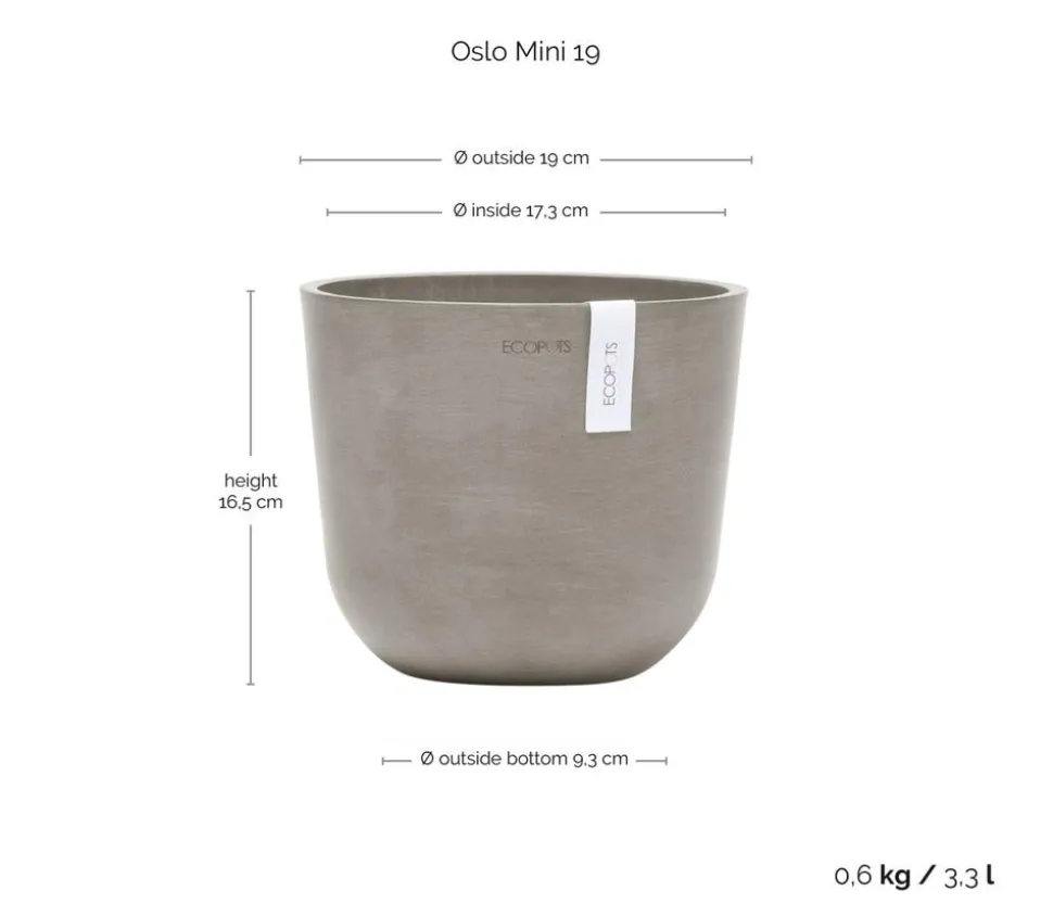 Ecopots Kunststoff-Topf Oslo Mini, rund