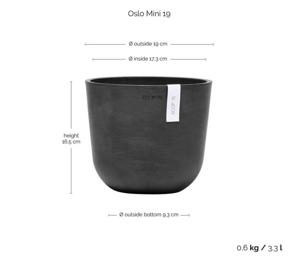 Ecopots Kunststoff-Topf Oslo Mini, rund