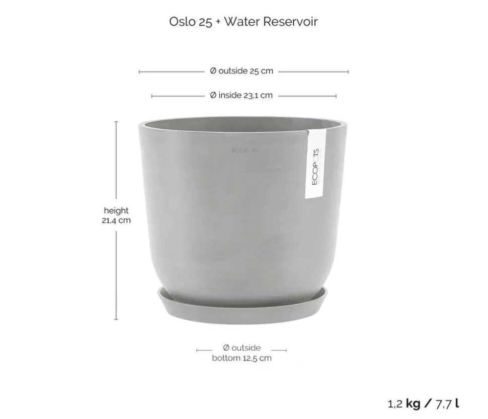 Ecopots Kunststoff-Topf Oslo mit Wassersystem, rund