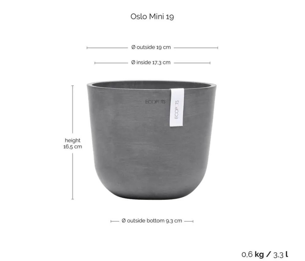 Ecopots Kunststoff-Topf Oslo Mini, rund
