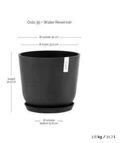 Ecopots Kunststoff-Topf Oslo mit Wassersystem, rund