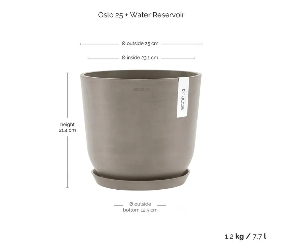 Ecopots Kunststoff-Topf Oslo mit Wassersystem, rund