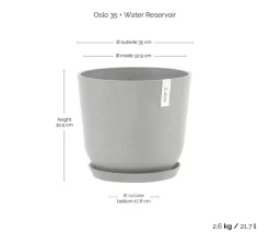 Ecopots Kunststoff-Topf Oslo mit Wassersystem, rund