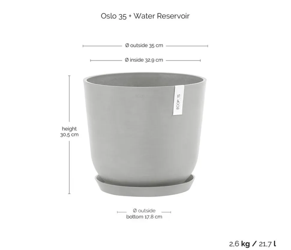 Ecopots Kunststoff-Topf Oslo mit Wassersystem, rund