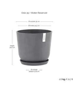 Ecopots Kunststoff-Topf Oslo mit Wassersystem, rund