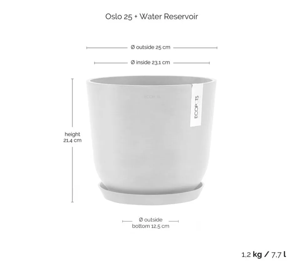 Ecopots Kunststoff-Topf Oslo mit Wassersystem, rund