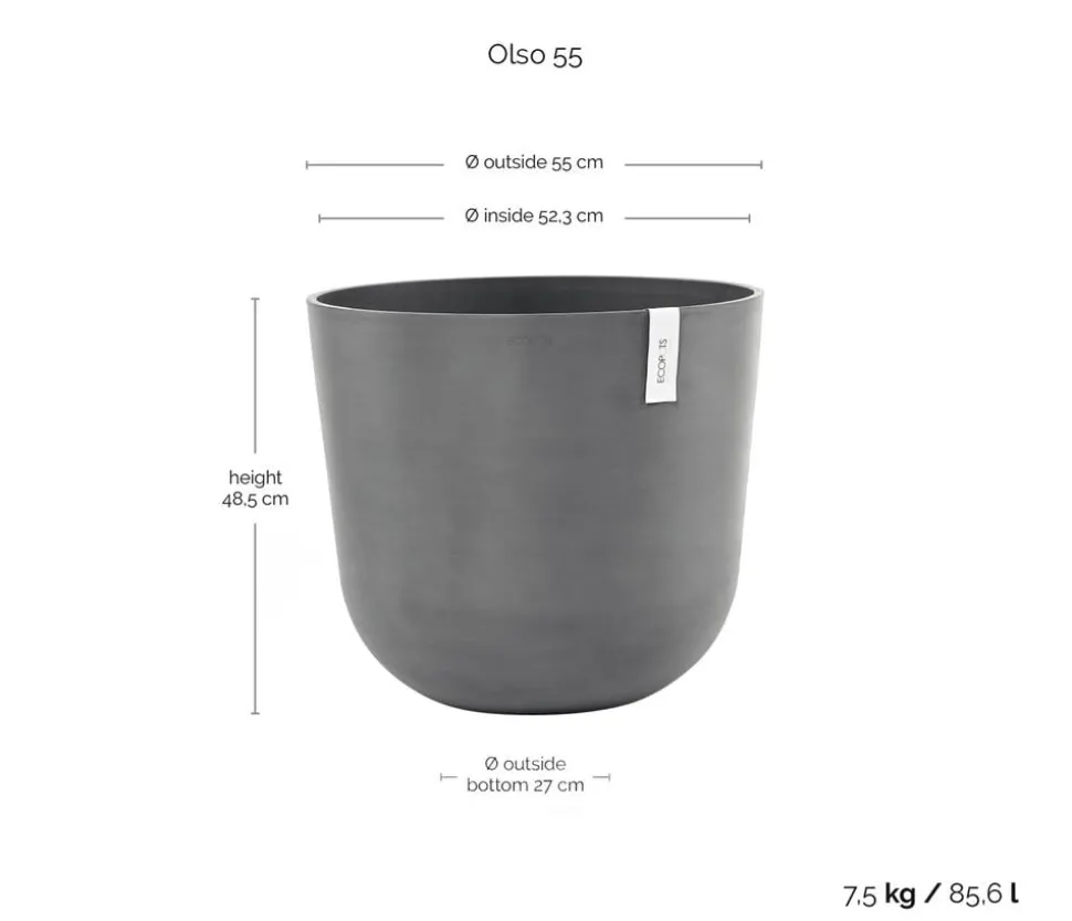 Ecopots Kunststoff-Topf Oslo, rund