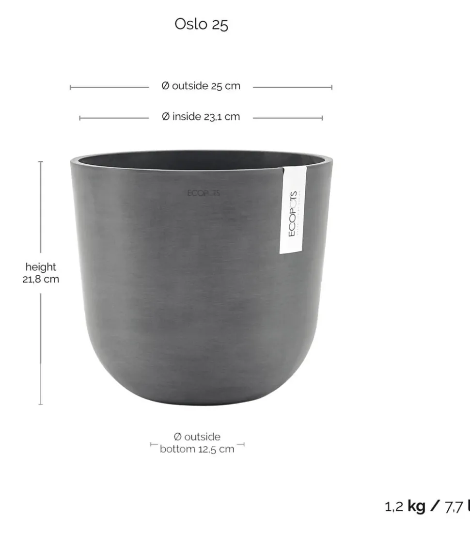 Ecopots Kunststoff-Topf Oslo, rund