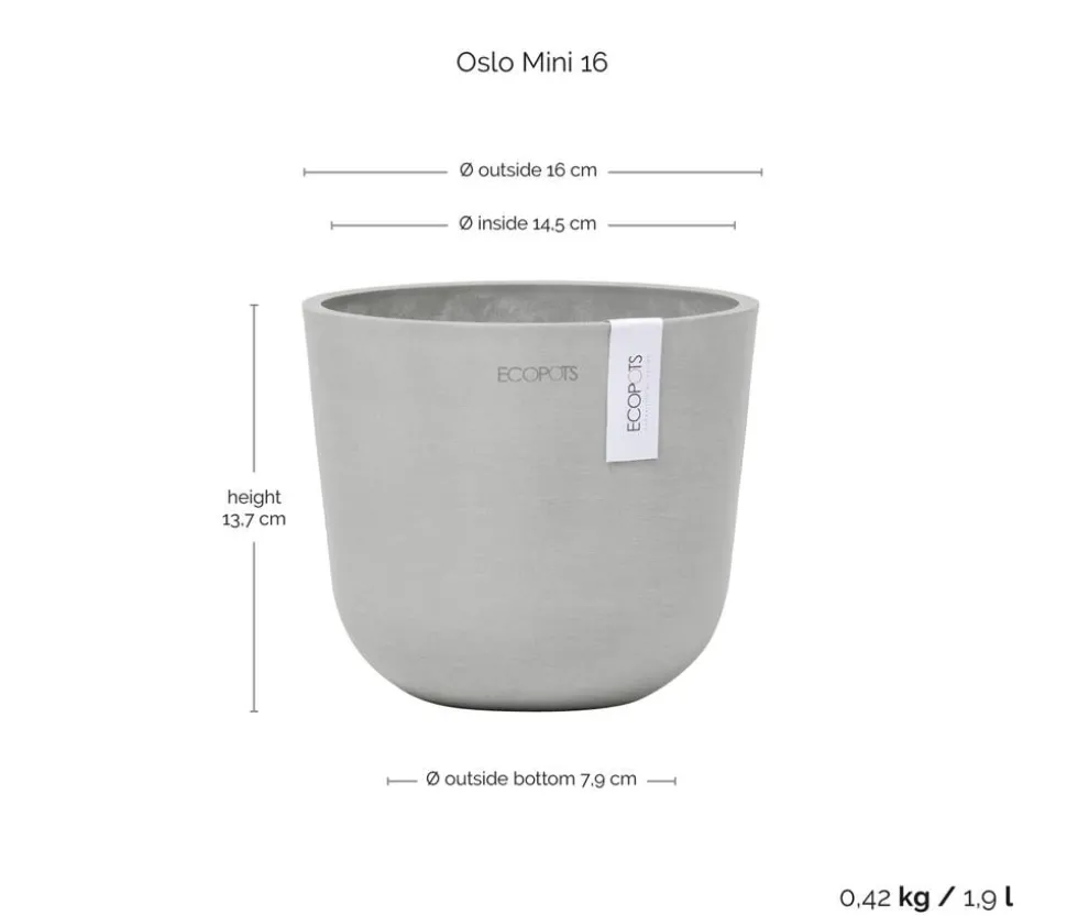 Ecopots Kunststoff-Topf Oslo Mini, rund