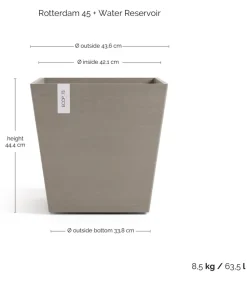 Ecopots Kunststoff-Topf Rotterdam mit Wassersystem, quadratisch