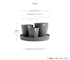 Ecopots Kunststoff-Topf-Set Dubai mit Untersetzer, 4-teilig