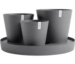 Ecopots Kunststoff-Topf-Set Dubai mit Untersetzer, 4-teilig