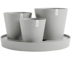 Ecopots Kunststoff-Topf-Set Dubai mit Untersetzer, 4-teilig