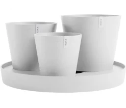 Ecopots Kunststoff-Topf-Set Dubai mit Untersetzer, 4-teilig