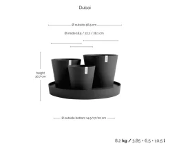 Ecopots Kunststoff-Topf-Set Dubai mit Untersetzer, 4-teilig
