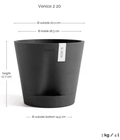 Ecopots Kunststoff-Topf Venice 2, rund