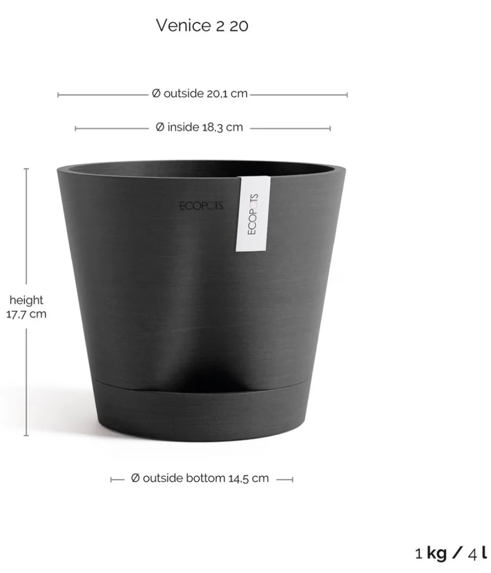 Ecopots Kunststoff-Topf Venice 2, rund