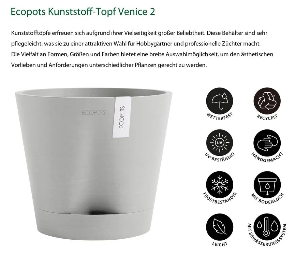 Ecopots Kunststoff-Topf Venice 2, rund