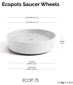 Ecopots Kunststoff-Untersetzer Amsterdam, rund, mit Rollen