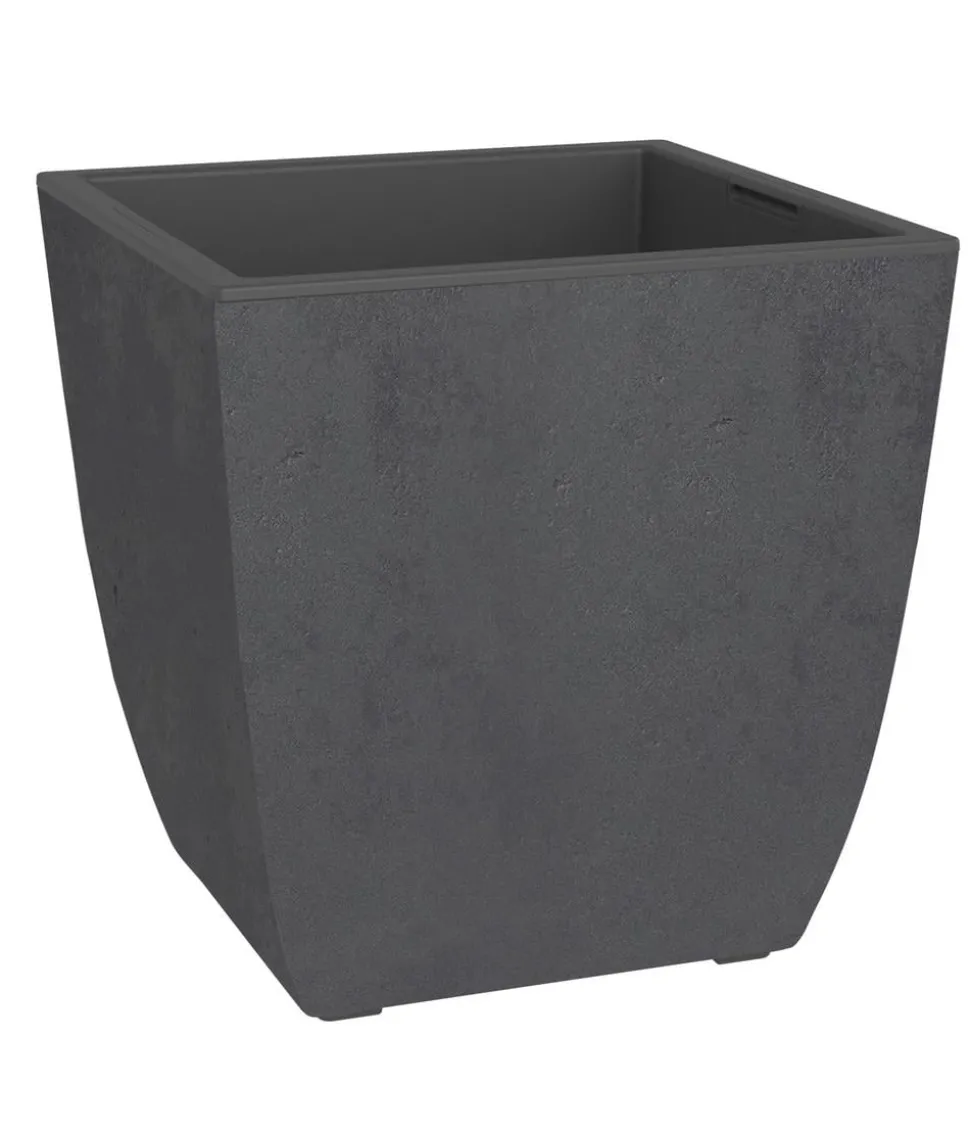 EDA Kunststoff-Pflanztopf Diva Basalt, quadratisch, anthrazit