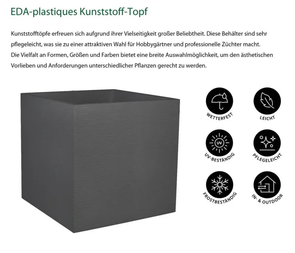 EDA Kunststoff-Topf Graphit, gerillt