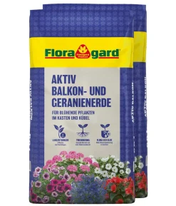 Floragard Aktiv Balkon- und Geranienerde, 2 x 18 l