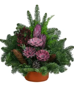 Grabgesteck in Ton-Schale, lila, ca. B45/H45/T30 cm