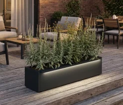 Herstera Metall-Pflanzkasten Cube Balcony LED, rechteckig, anthrazit