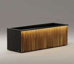 Herstera Metall-Pflanzkasten Deco Planter LED, rechteckig, schwarz/natur